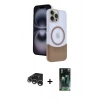 MARSİLYAN™- iPhone 15 Pro Max Kılıf Kozmos Form Özel Seri - Siyah 360 Mat Full Body Arka Koruyucu + Raze Metal Kamera Lens - GS