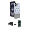MARSİLYAN™- iPhone 15 Pro Max Kılıf Kozmos Form Özel Seri - Siyah 360 Mat Full Body Arka Koruyucu + Raze Metal Kamera Lens - GS