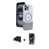 MARSİLYAN™- iPhone 15 Pro Max Kılıf Kozmos Form Özel Seri - Siyah 360 Mat Full Body Arka Koruyucu + Raze Metal Kamera Lens - SH
