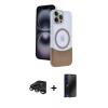 MARSİLYAN™- iPhone 15 Pro Max Kılıf Kozmos Form Özel Seri - Siyah 3D Antistatik Hayalet Cam Ekran Koruyucu + Raze Metal Kamera Lens - TMGI