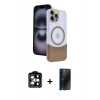 MARSİLYAN™- iPhone 15 Pro Max Kılıf Kozmos Form Özel Seri - Siyah 3D Antistatik Hayalet Cam Ekran Koruyucu + PVD Metal Kamera Lens - TU