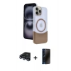 MARSİLYAN™- iPhone 15 Pro Max Kılıf Kozmos Form Özel Seri - Siyah 3D Antistatik Hayalet Cam Ekran Koruyucu + Raze Metal Kamera Lens - LT