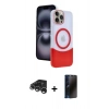 MARSİLYAN™- iPhone 15 Pro Max Kılıf Kozmos Form Özel Seri - Siyah 3D Antistatik Hayalet Cam Ekran Koruyucu + Raze Metal Kamera Lens - GS