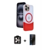 MARSİLYAN™- iPhone 15 Pro Max Kılıf Kozmos Form Özel Seri - Siyah 3D Antistatik Hayalet Cam Ekran Koruyucu + PVD Metal Kamera Lens - TU