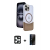 MARSİLYAN™- iPhone 15 Pro Max Kılıf Kozmos Form Özel Seri - Siyah 3D Antistatik Hayalet Cam Ekran Koruyucu + PVD Metal Kamera Lens - LT