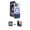 MARSİLYAN™- iPhone 15 Pro Max Kılıf Kozmos Form Özel Seri - Siyah 3D Antistatik Mat Seramik Nano Ekran Koruyucu + PVD Metal Kamera Lens - GI