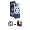 MARSİLYAN™- iPhone 15 Pro Max Kılıf Kozmos Form Özel Seri - Siyah 3D Antistatik Mat Seramik Nano Ekran Koruyucu + PVD Metal Kamera Lens - GS