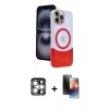 MARSİLYAN™- iPhone 15 Pro Max Kılıf Kozmos Form Özel Seri - Siyah 3D Antistatik Mat Seramik Nano Ekran Koruyucu + Gümüş PVD Metal Kamera Lens