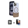 MARSİLYAN™- iPhone 15 Pro Max Kılıf Kozmos Form Özel Seri - Siyah 3D Antistatik Mat Seramik Nano Ekran Koruyucu + PVD Metal Kamera Lens - GI