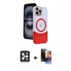 MARSİLYAN™- iPhone 15 Pro Max Kılıf Kozmos Form Özel Seri - Siyah 3D Antistatik Mat Seramik Nano Ekran Koruyucu + PVD Metal Kamera Lens - SH