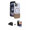 MARSİLYAN™- iPhone 15 Pro Max Kılıf Kozmos Form Özel Seri - Siyah 3D Antistatik Mat Seramik Nano Ekran Koruyucu + Siyah Raze Metal Kamera Lens