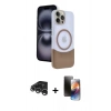 MARSİLYAN™- iPhone 15 Pro Max Kılıf Kozmos Form Özel Seri - Siyah 3D Antistatik Mat Seramik Nano Ekran Koruyucu + Raze Metal Kamera Lens - GS