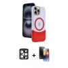 MARSİLYAN™- iPhone 15 Pro Max Kılıf Kozmos Form Özel Seri - Siyah 3D Antistatik Mat Seramik Nano Ekran Koruyucu + PVD Metal Kamera Lens - LT