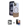MARSİLYAN™- iPhone 15 Pro Max Kılıf Kozmos Form Özel Seri - Siyah 3D Antistatik Mat Seramik Nano Ekran Koruyucu + Gümüş PVD Metal Kamera Lens