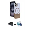 MARSİLYAN™- iPhone 15 Pro Max Kılıf Kozmos Form Özel Seri - Siyah 3D Antistatik Seramik Nano Ekran Koruyucu + Lacivert Raze Metal Kamera Lens