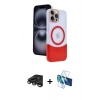 MARSİLYAN™- iPhone 15 Pro Max Kılıf Kozmos Form Özel Seri - Siyah 3D Antistatik Seramik Nano Ekran Koruyucu + Raze Metal Kamera Lens - TMGI