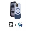 MARSİLYAN™- iPhone 15 Pro Max Kılıf Kozmos Form Özel Seri - Siyah 3D Antistatik Seramik Nano Ekran Koruyucu + PVD Metal Kamera Lens - GS