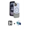 MARSİLYAN™- iPhone 15 Pro Max Kılıf Kozmos Form Özel Seri - Siyah 3D Antistatik Seramik Nano Ekran Koruyucu + PVD Metal Kamera Lens - GS
