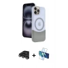 MARSİLYAN™- iPhone 15 Pro Max Kılıf Kozmos Form Özel Seri - Siyah 3D Antistatik Seramik Nano Ekran Koruyucu + Raze Metal Kamera Lens - TMGI
