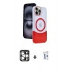 MARSİLYAN™- iPhone 15 Pro Max Kılıf Kozmos Form Özel Seri - Siyah Bilvis 0.18mm Plus Cam Ekran Koruyucu + PVD Metal Kamera Lens - GS