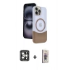 MARSİLYAN™- iPhone 15 Pro Max Kılıf Kozmos Form Özel Seri - Siyah Bilvis 3D Cam Ekran Koruyucu + PVD Metal Kamera Lens - GI