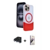 MARSİLYAN™- iPhone 15 Pro Max Kılıf Kozmos Form Özel Seri - Siyah Bilvis 3D Mat Cam Ekran Koruyucu + Lacivert Raze Metal Kamera Lens