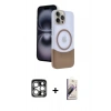 MARSİLYAN™- iPhone 15 Pro Max Kılıf Kozmos Form Özel Seri - Siyah Bilvis 3D Mat Cam Ekran Koruyucu + PVD Metal Kamera Lens - GS