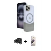 MARSİLYAN™- iPhone 15 Pro Max Kılıf Kozmos Form Özel Seri - Siyah Bilvis 3D Mat Cam Ekran Koruyucu + Raze Metal Kamera Lens - TMGI