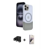 MARSİLYAN™- iPhone 15 Pro Max Kılıf Kozmos Form Özel Seri - Siyah Bilvis 3D Mat Cam Ekran Koruyucu + Raze Metal Kamera Lens - SH