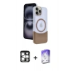 MARSİLYAN™- iPhone 15 Pro Max Kılıf Kozmos Form Özel Seri - Siyah Bilvis 5in1 3D Magic Cam Ekran Koruyucu + PVD Metal Kamera Lens - GS