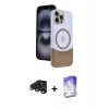 MARSİLYAN™- iPhone 15 Pro Max Kılıf Kozmos Form Özel Seri - Siyah Bilvis 5in1 3D Magic Cam Ekran Koruyucu + Lacivert Raze Metal Kamera Lens