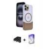 MARSİLYAN™- iPhone 15 Pro Max Kılıf Kozmos Form Özel Seri - Siyah Bilvis 5in1 3D Magic Cam Ekran Koruyucu + Titanyum Gri Raze Metal Kamera Lens