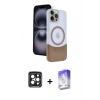 MARSİLYAN™- iPhone 15 Pro Max Kılıf Kozmos Form Özel Seri - Siyah Bilvis 5in1 3D Magic Cam Ekran Koruyucu + PVD Metal Kamera Lens - SH