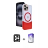MARSİLYAN™- iPhone 15 Pro Max Kılıf Kozmos Form Özel Seri - Siyah Bilvis 5in1 3D Magic Cam Ekran Koruyucu + PVD Metal Kamera Lens - SH