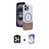 MARSİLYAN™- iPhone 15 Pro Max Kılıf Kozmos Form Özel Seri - Siyah Bilvis 5in1 3D Magic Cam Ekran Koruyucu + PVD Metal Kamera Lens - TU