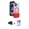 MARSİLYAN™- iPhone 15 Pro Max Kılıf Kozmos Form Özel Seri - Siyah Bilvis 5in1 3D Magic Cam Ekran Koruyucu + Lacivert Raze Metal Kamera Lens