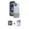 MARSİLYAN™- iPhone 15 Pro Max Kılıf Kozmos Form Özel Seri - Siyah Bilvis 5in1 3D Magic Cam Ekran Koruyucu + PVD Metal Kamera Lens - SH