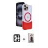 MARSİLYAN™- iPhone 15 Pro Max Kılıf Kozmos Form Özel Seri - Siyah Bilvis Hayalet Cam Ekran Koruyucu + PVD Metal Kamera Lens - GS