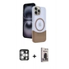 MARSİLYAN™- iPhone 15 Pro Max Kılıf Kozmos Form Özel Seri - Siyah Bilvis Hayalet Cam Ekran Koruyucu + PVD Metal Kamera Lens - GS