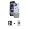 MARSİLYAN™- iPhone 15 Pro Max Kılıf Kozmos Form Özel Seri - Siyah Bilvis Hayalet Cam Ekran Koruyucu + PVD Metal Kamera Lens - LT