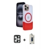 MARSİLYAN™- iPhone 15 Pro Max Kılıf Kozmos Form Özel Seri - Siyah Bilvis Hayalet Cam Ekran Koruyucu + PVD Metal Kamera Lens - LT