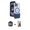 MARSİLYAN™- iPhone 15 Pro Max Kılıf Kozmos Form Özel Seri - Siyah Bilvis Hayalet Cam Ekran Koruyucu + PVD Metal Kamera Lens - TU