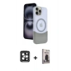 MARSİLYAN™- iPhone 15 Pro Max Kılıf Kozmos Form Özel Seri - Siyah Bilvis Hayalet Cam Ekran Koruyucu + PVD Metal Kamera Lens - SH