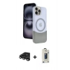 MARSİLYAN™- iPhone 15 Pro Max Kılıf Kozmos Form Özel Seri - Siyah Bilvis Hayalet Cam Ekran Koruyucu + Raze Metal Kamera Lens - TMGI