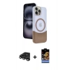 MARSİLYAN™- iPhone 15 Pro Max Kılıf Kozmos Form Özel Seri - Siyah Buffer Hayalet Cam Ekran Koruyucu + Raze Metal Kamera Lens - TMGI