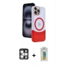 MARSİLYAN™- iPhone 15 Pro Max Kılıf Kozmos Form Özel Seri - Siyah Polymer Nano Ekran Koruyucu + PVD Metal Kamera Lens - GS
