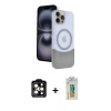 MARSİLYAN™- iPhone 15 Pro Max Kılıf Kozmos Form Özel Seri - Siyah Polymer Nano Ekran Koruyucu + PVD Metal Kamera Lens - TU