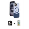 MARSİLYAN™- iPhone 15 Pro Max Kılıf Kozmos Form Özel Seri - Siyah Polymer Nano Ekran Koruyucu + PVD Metal Kamera Lens - TU
