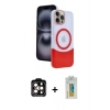 MARSİLYAN™- iPhone 15 Pro Max Kılıf Kozmos Form Özel Seri - Siyah Polymer Nano Ekran Koruyucu + PVD Metal Kamera Lens - TU