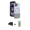 MARSİLYAN™- iPhone 15 Pro Max Kılıf Kozmos Form Özel Seri - Siyah Polymer Nano Ekran Koruyucu + Raze Metal Kamera Lens - LT